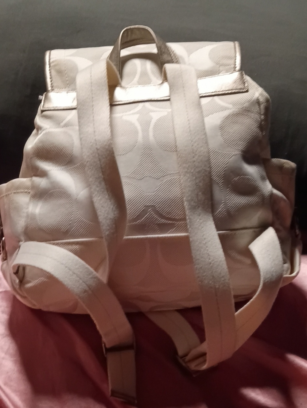 Coach White Signature Jacquard Small Backpack - Picture 4 of 9